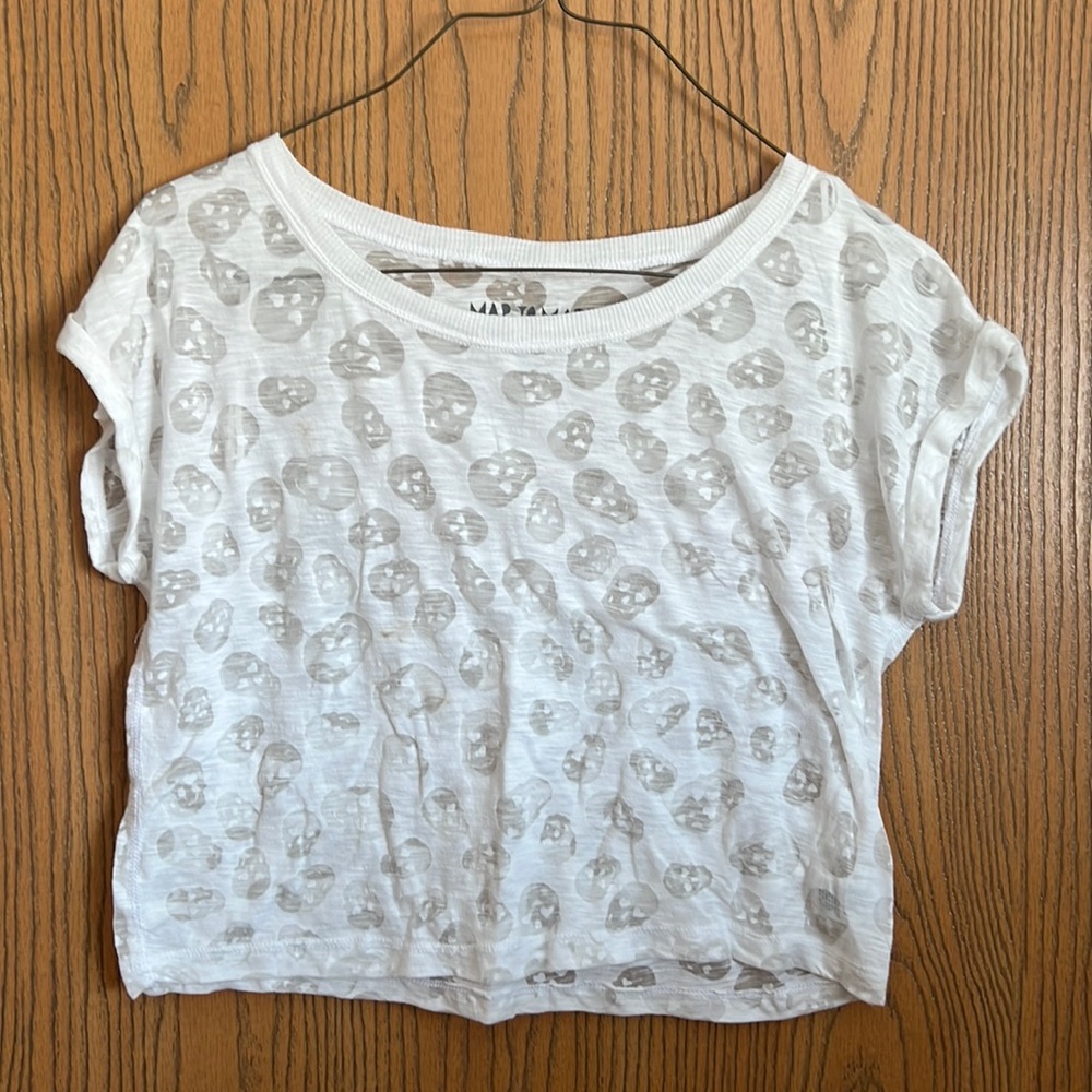 Map To Mars medium see-through white skull crop -small stain